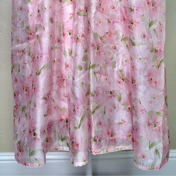 En Saison Sedna Pink Floral Satin Midi Dress Small Cottagecore Romantic - Picture 4 of 9